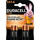 Duracell Plus AAA Alkalinebatterijen - 4 stuks Duracell Plus AAA Alkalinebatterijen - 4 stuks