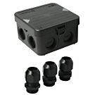 Attema Kabeldoos AK1 M25 IP65 zwart met wartels Attema Kabeldoos AK1 M25 IP65 zwart met wartels