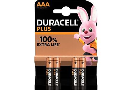 Duracell Plus AAA Alkalinebatterijen - 4 stuks
