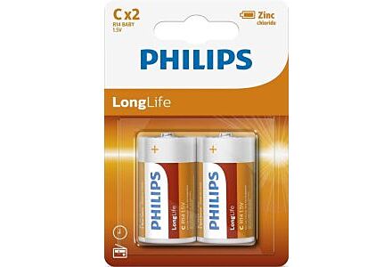 Philips Longlife batterij C blister(2)