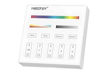 MiBoxer RGB-CCT Draadloze Wandschakelaar 4-Zones