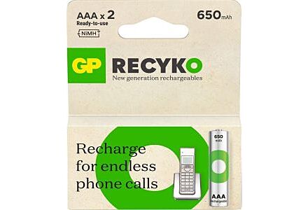 GP NiMH Oplaadbare AAA-batterijen 650mAh 2-pack
