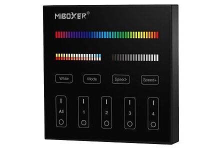 RGB-CCT draadloze opbouw schakelaar 2.4G 4-zones zwart