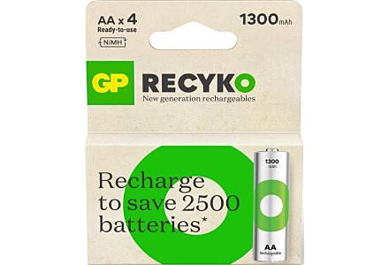 GP ReCyko AA 1300mAh NiMH Oplaadbare Batterijen - 4-Pack