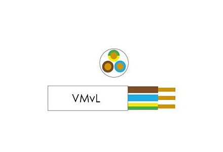 Kabel H05VV-F VMVL rond 3x1,5qmm wit