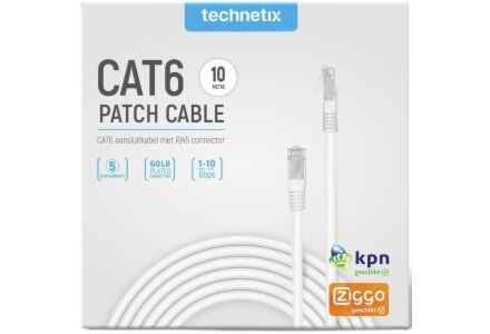 Technetix CAT6 UTP Patchkabel 10m Wit