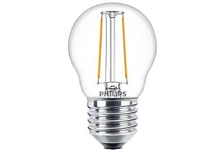 Philips LED kogel E27 2-25W 2700K filament helder