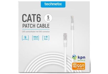 Technetix CAT6 UTP Patchkabel 5m Wit - Beste Kwaliteit