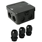 Attema Kabeldoos AK1 M25 IP65 zwart met wartels Attema Kabeldoos AK1 M25 IP65 zwart met wartels