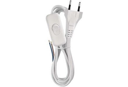 Eurosnoer 2x0,75qmm met schakelaar wit 2m