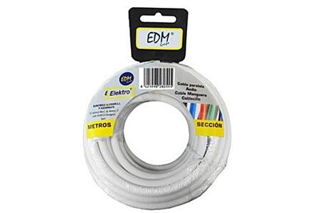 EDM PVC Kabel 10m Wit - 2x1qmm Rond