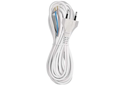 Eurosnoer 2x0,75 mm², Wit 5m PVC Kabel