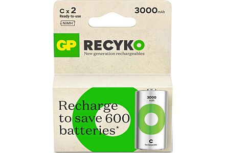 GP NiMH oplaadbare batterij C 3000mA blister(2)