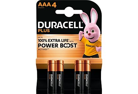 Duracell Plus AAA Alkalinebatterijen - 4 stuks