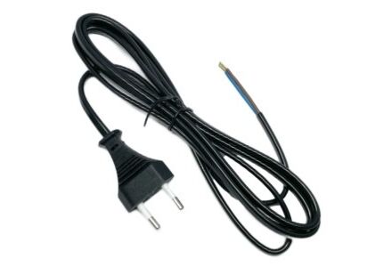 Zwart Eurosnoer 3m, 2x0,75qmm- Aansluitsnoer