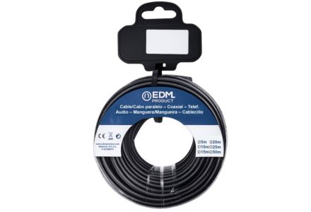 EDM Kabel 10m Zwart 2x1qmm VMVS Ronde PVC
