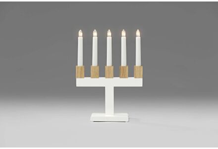 Konstsmide kerstkandelaar 5-delig hout wit/blank 2558-201