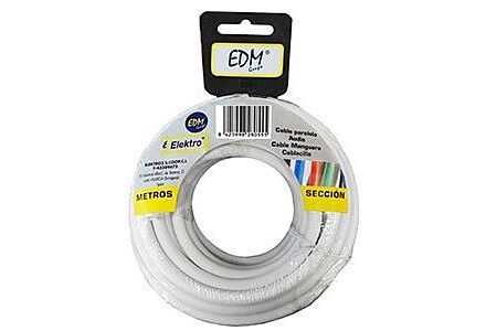 EDM PVC Kabel 10m Wit - 2x1qmm Rond