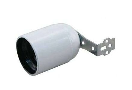 lampfitting e27 wit met gladde mantel haakse montagebeugel borgschroef 250v/4a iso 6042740