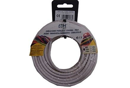 EDM Kabel ovaal plat 2x1qmm wit 10m