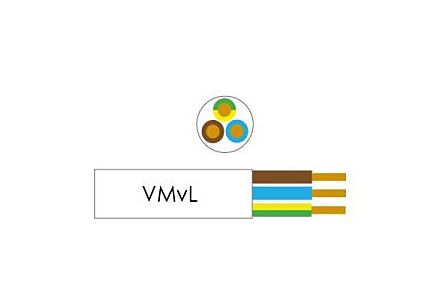 Kabel H05VV-F VMVL rond 3x2,5qmm wit