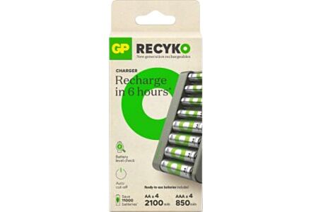 GP Batterijlader USB 6H met 4xAAA en 4xAA batterij