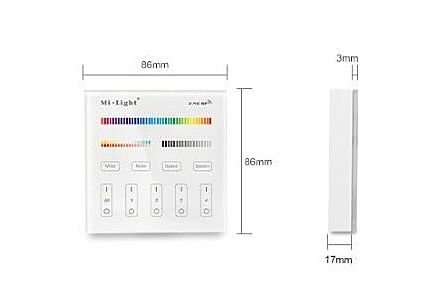 MiBoxer RGB-CCT Draadloze Wandschakelaar 4-Zones