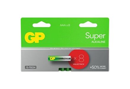 GP Super Alkaline AAA Batterijen (8 stuks)