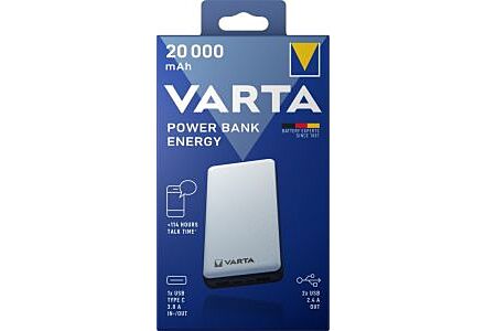 Varta Powerbank 20.000mAh Zilver USB + USB-C