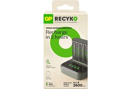 GP Batterijlader USB 2H met 4x2600mA AA batterij + Dock