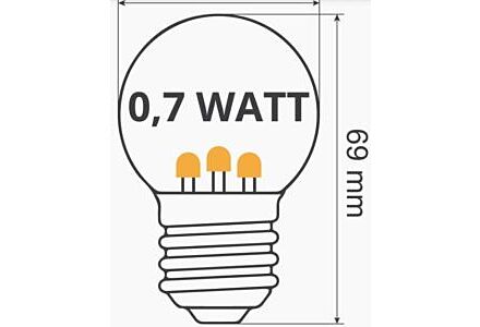 LED kogellamp E27 helder extra warm wit 0,7W
