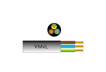 Kabel H05VV-F VMVL rond 3x1qmm zwart