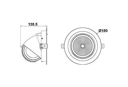 LED downlighter wit 18-30W 3000K banaan model 45gr