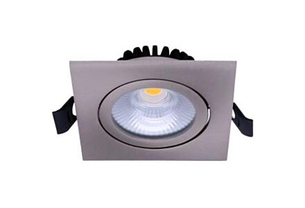LED inbouwspot 6W 2700K 85mm 60gr vierkant verstelbaar zilver