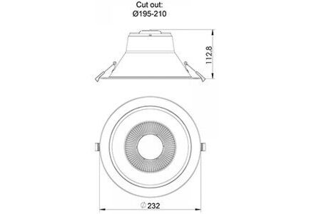 LED downlighter zwart reflector 28W Tri-White
