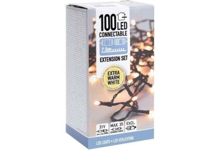 Koppelbare strengverlichting 100 LEDS 7,5m extra warm wit