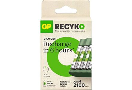 GP Batterijlader USB 3H met 4x2100mA AA batterij