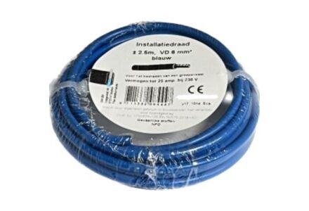 VD draad 6qmm blauw 2,5m kabel